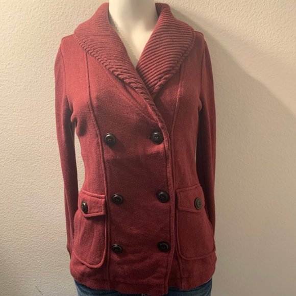 Billabong Jackets & Blazers - Billabong Burgundy Sweater Jacket